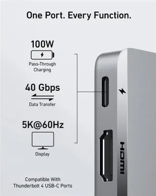Produktbild von Hub USB-C Anker 547 (7-w-2, do MacBooka, szary)