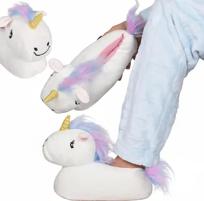 Obrázok produktu pre Unicorn White, teplé dámske papuče, protiskluzové papuče na domáce použitie 36-37 EU