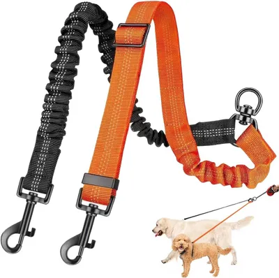 Produktbild von Hundeleine für 2 Hunde, verstellbar, reflektierend, stoßdämpfend, für Spaziergang