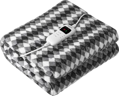 Produktbild von Camry CR 7442 Flauschige Heizdecke 160 x 180 cm für 1 Person - 7 Heizstufen, Grau/Weiß