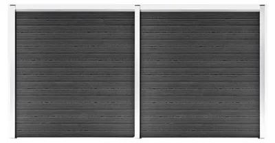 Produktbild von Zaunelement Set mit Pfosten Sichtschutz Windschutz Zaun Gartenzaun Lamellenzaun Sichtschutzzaun Windschutzzaun WPC 353x186cm Schwarz