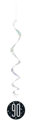 Produktbild von 6 Swirl Girlanden schwarz & silber Zahl 90