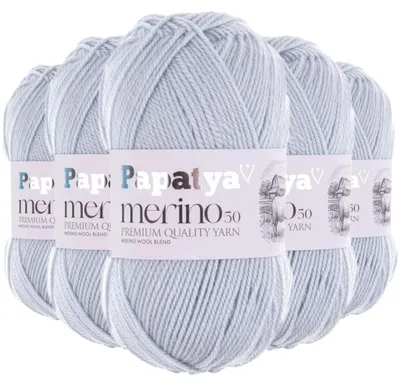 Papatya Merino50 Winterwolle 5 x 100g Strickgarn 50% Wolle Oeko-Tex Häkelgarn Hellflieder