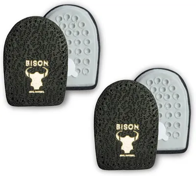 Immagine prodotto di Bison - Solette per scarpe con tallone rialzato - Solette rialzate per scarpe - Cuscino per tallone - Cuscino in pelle per tallone - Zeppa ortopedica - Diverse lunghezze