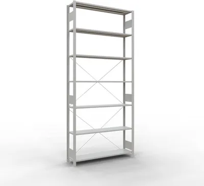 Produktbild von Schulte Fachbodenregal MULTIplus150 Stecksystem | Grundregal | HxBxT 300x130x30cm | 7 Ebenen | Fachlast 150kg | Lichtgrau