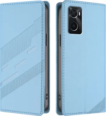 Produktbild von Hülle für Oppo A36 /A76 /Oppo A96 4G, Kunstleder Brieftaschen Handyhülle mit Kartenfach und Standfunktion Hellblau