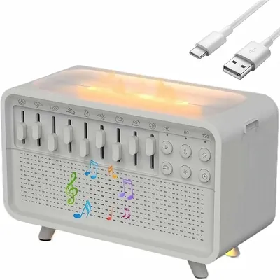 Produktbild von Diffusor für ätherische Öle und Nachtlicht, Weißes Rauschen mit Luftbefeuchter, 8 Naturgeräusche für Schlafzimmer, Büro und Reisen,20*10*17cm