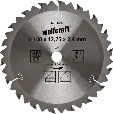 Produktbild von wolfcraft HM-Kreissägeblatt,18 Z, Ø140x12,75x2,4mm