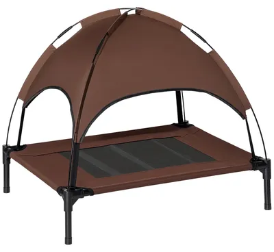 Produktbild von PawHut Haustierbett mit Baldachin Erhöhtes Hundebett Hundeliege outdoor Kaffee