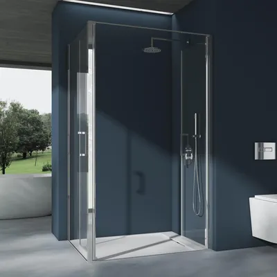 Produktbild von doporro Eck-Duschkabine Ravenna66 90x100x195cm Eckdusche mit Duschtasse ESG-Sicherheitsglas Klarglas inkl. beidseitiger Easy-Clean-Beschichtung