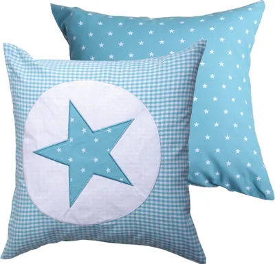 Obrázok produktu pre Dekoračná obliečka na vankúš 40x40cm s moderným vzorom, možno použiť z oboch strán v rôznych farbách zo 100% bavlny Tyrkysová