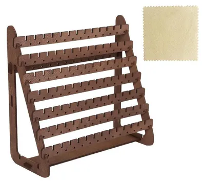 Holz-Ohrring-Organizer mit Reinigungstuch, 25x25x11 cm, braun