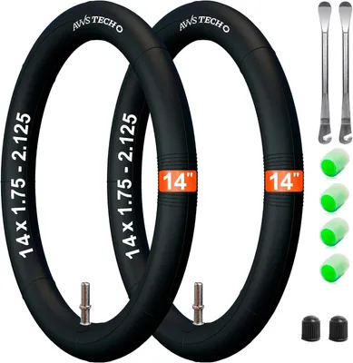 Imagen del producto de Cámara interior de 14 pulgadas, válvula Schrader de 32/40 mm, compatible con medidas 14x1.75-2.125, para cochecitos y triciclos