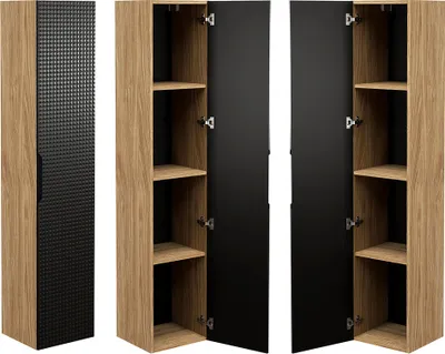 Produktbild von Hochschrank in Eiche mit schwarz, LONDON-56-BLACK