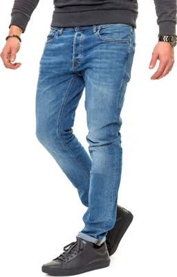 Produktbild von Jack & Jones 12146866, Blau, Jeans, Baumwolle, Elasthan, Polyester, Nicht bleichen, Natürliche Trocknung, Nicht chemisch reinigen