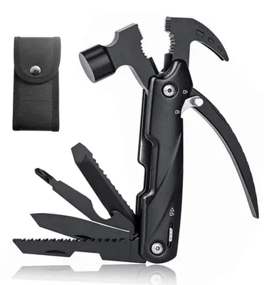 Multitool-Hammer mit Tasche, 12-in-1, für Camping & Notfälle