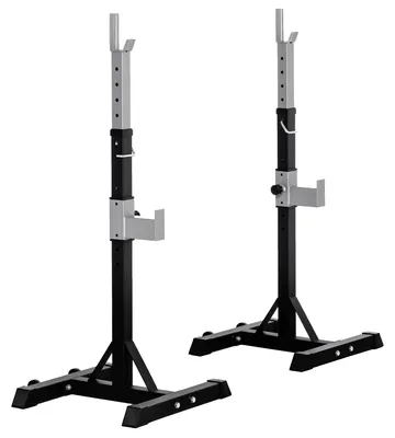 Produktbild von Set mit 2 Hantelst?ndern aus Stahl, 2 Haken mit verstellbarer H?he, Tragkraft 150 kg, 55 x 57 x 105šC170 cm, Schwarz