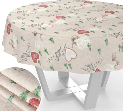 Produktbild von Tischdecke Renntier Herz Rund 100cm