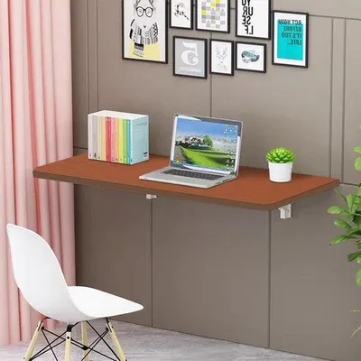 Produktbild von Holz-Wandtafel – Klapptisch – Platzsparend – Tragfähigkeit 30-80 kg – 60 x 30 cm – Teakholz