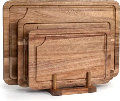 Produktbild von Schneidebrett Set 3 Stücke, Holzschneidebretter, Saftrille, für Küche