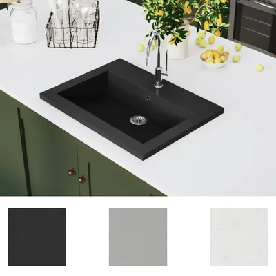 Immagine prodotto di vidaXL Bacino in granito 600×450×120 mm nero - Lavello da bagno