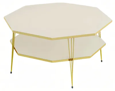 Immagine prodotto di Tavolino moderno in legno beige con acciaio inox