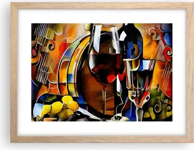Produktbild von Gerahmtes Poster - Rahmen in heller Eiche - Wein Abstraktion - 40x30 cm - Wand Bild - Wanddeko - Wandbilder - Kunstposter - Wandposter - Bilderrahmen - Bilder - Kunstdruck - Wandbild - P2NAA40x30-3477
