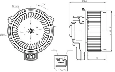 Immagine prodotto di Ventilatore interno aria fresca ricircolo aria 12 V 2 poli NRF adatto per HONDA JAZZ