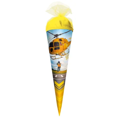 Produktbild von ROTH Geschenk-Schultüte klein Helikopter 35 cm rund Tüllverschluss Zuckertüte Schulanfang
