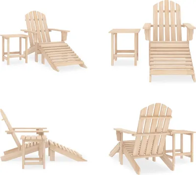 Image de vidaXL Chaise de jardin Adirondack avec repose-pieds & table en bois massif de sapin - Chaise de jardin - Chaises de jardin - Chaise d'extérieur