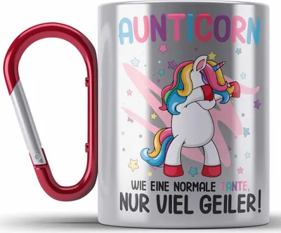 Produktbild von Trendation - Beste Tante Geschenk Lustig Spruch Aunticorn Wie Eine Normale Tante Einhorn Geburtstag (Rot)