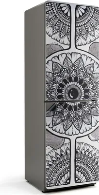 Produktbild von Blumen-Mandala-Muster – Magnetische Kühlschrank Abdeckung – Dekorfolie magnetisch Küche – Kühlschrank Magnet Deko – selbstklebende Magnettafel – Magnetfolie für Kühlschranktür – 60x190 cm