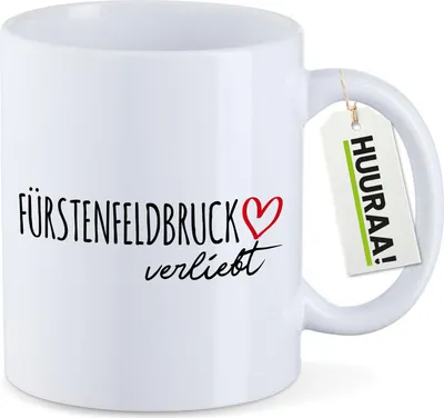 Produktbild von Huuraa Kaffeetasse Fürstenfeldbruck verliebt 330ml Weiß Keramik Kaffeebecher Geschenkidee