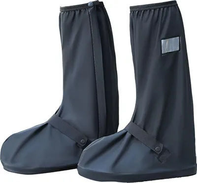 Produktbild von Überschuhe Wasserdicht Wiederverwendbar – Hohe Schuhüberzieher mit PVC-Sohle, Winddicht & Reflektoren, Schutz bei Regen und Schnee - L