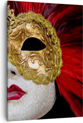 Produktbild von Bild auf Leinwand - Leinwandbild - Einteilig - Venezianische Maske Kostüm Spaß Feder - 50x70cm - Wand Bild - Wandbilder - Leinwanddruck - Wanddekoration - Leinwand bilder - Wandbild - PA50x70-0437