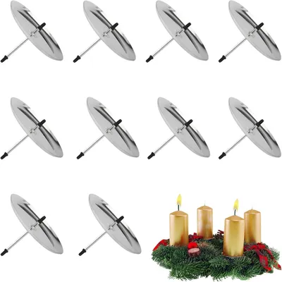 Produktbild von 10 Kerzenhalter, Stumpenkerzen, 6 cm, Adventskranz, Kerzenhalter, Aktivität, Metall-Kerzenplatte für Weihnachtsdekorationen und Feiern