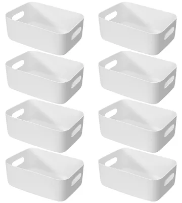 Aufbewahrungsboxen 8er-Set, Kunststoff, 30x20x12 cm, weiß, stapelbar