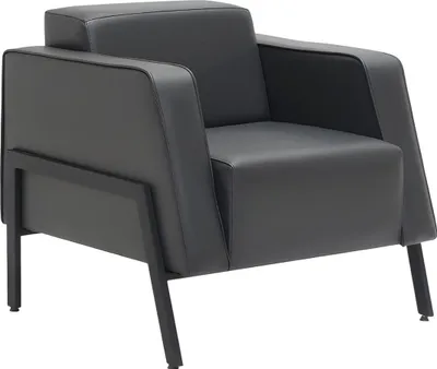 Immagine prodotto di Moderno set divano nero a due posti con 2 poltrone imbottite