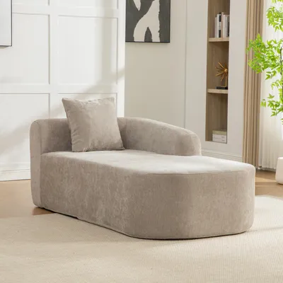 Obrázek produktu pro okwish obývací pohovka relaxační křeslo sofa s pravou područkou jednomístné relaxační křeslo rozkládací postel s polštáři žinylková tkanina s protiskluzovou spodní stranou šedá