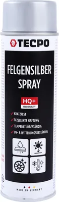 Produktbild von TECPO Felgensilber-Spray, 500ml Felgensilber Spray schnell trockend Felgenlack auf Acrylbasis für Reparatur von Stahl und Leichtmetall