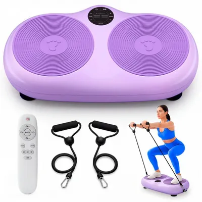 Image de Plateforme vibrante Mobiclinic 150 kg 99 vitesses 9 programmes Bandes élastiques Écran et télécommande Violet Karol