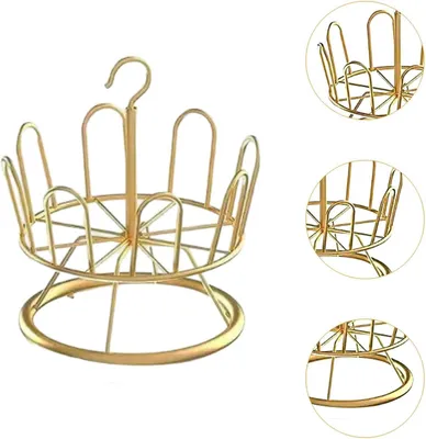 Produktbild von Drehbarer Schuhständer, runder Schuhorganizer, platzsparender multifunktionaler Schuhbaum aus Metall für drinnen und draußen im Landhausstil, Gold, 1 Stufe