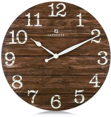 Productafbeelding van Houten Wandklok Vintage - Noiseless Retro Decoratie 30 cm Bruin