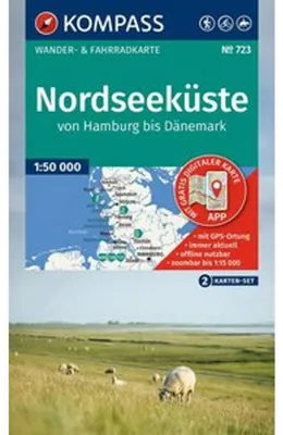 Immagine prodotto di Set di carte escursionistiche KOMPASS 723 Costa del Mare del Nord da Amburgo alla Danimarca (2 carte) 1:50.000