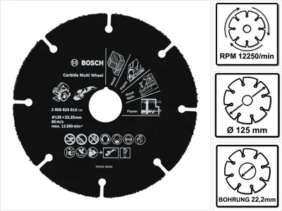 Image de BOSCH 2608623013 BOSCH Trennscheibe Carbide Multi Wheel für Holz, Holz mit Nägeln, Kunststoff, Kupfer, Trockenbauwände