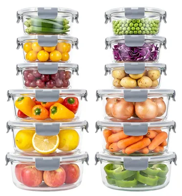12-tlg. Vorratsdosen-Set aus Borosilikatglas, 400 ml & 970 ml