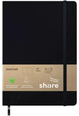Produktbild von share Notizbuch A5 96 Blatt blanko 80 g/qm dunkelblau