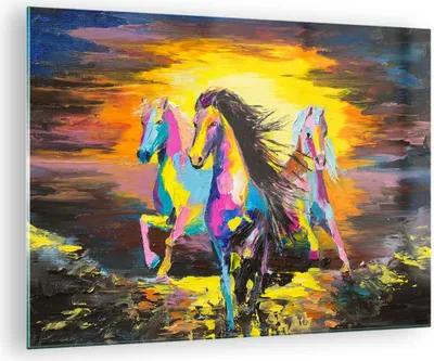 Produktbild von Bilder auf glas - Pferd Natur Tier - 70x50cm - Glasbilder - Wandbilder - Kunstdruck - zum Aufhängen bereit - Wanddekoration aus Glas - Glas Bilder - Wandbild auf Glas - Einteilig - GAA70x50-3433