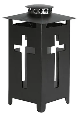 Obrázok produktu pre Grablaterne Metall mit Kreuz 14x14x25cm schwarz