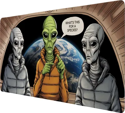 Produktbild von Aliens im Luftschiff - What's this species Schreibtischunterlage 89x40cm XXL